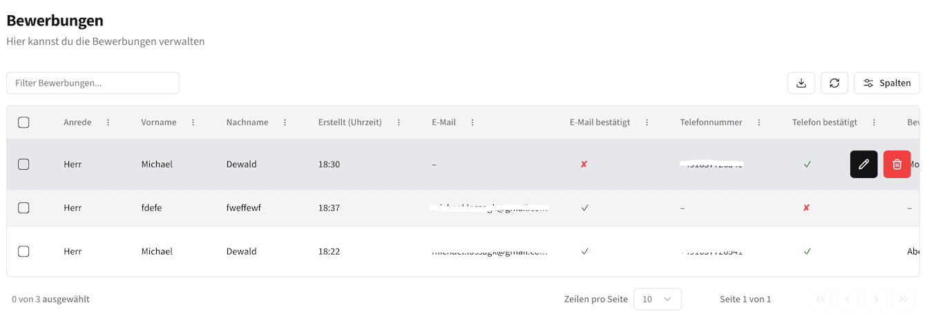 Comprehensive application management dashboard for practice managers