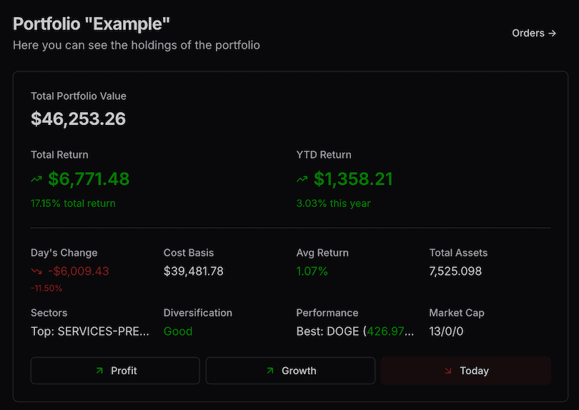 Portfolio Summary: Real-time overview with Next.js