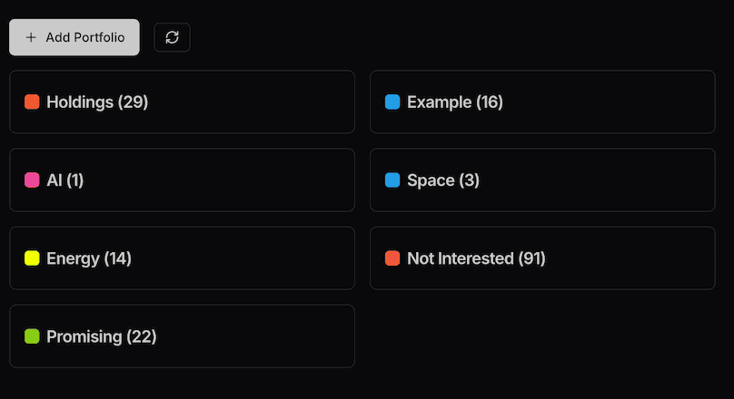 Create and manage multiple portfolios to diversify your investments across different asset classes