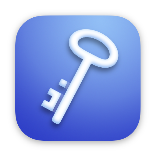 KeeWeb - Michael Dewald Fork app icon: a white key on a blue background