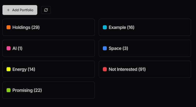 Create and manage multiple portfolios to diversify your investments across different asset classes